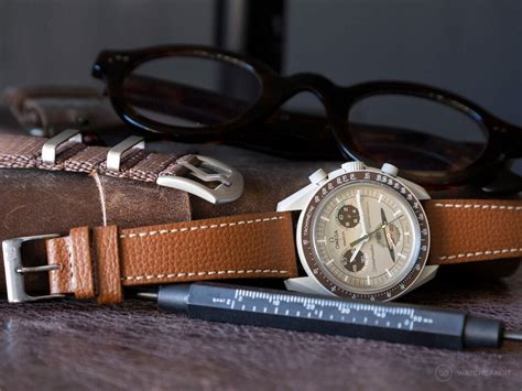 omega moon watch brown strap|omega swatch with rubber strap.